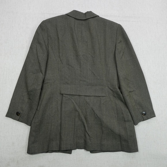 Saville Suit Blazer Skirt Set Womens 12 Olive Green Made USA Wool Career Lined - Picture 3 of 16